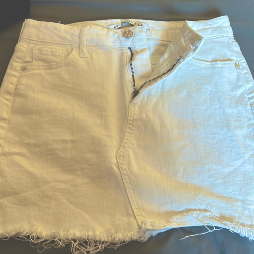 celebrity pink white skirt